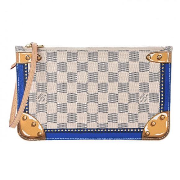 Louis Vuitton Neverfull Pochette Wristlet Damier Azur - Picture 1 of 4